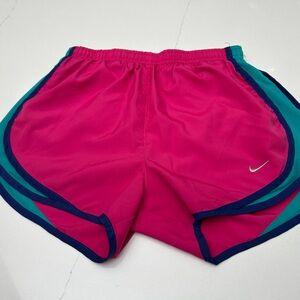 Nike Women's Vibrant Pink and Teal Athletic Shorts